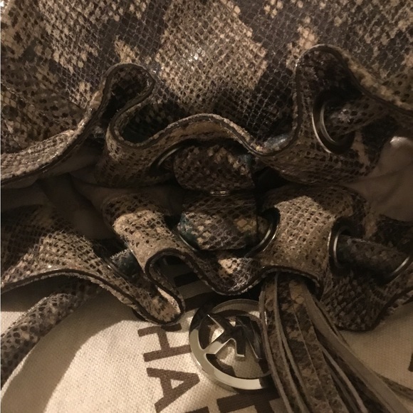Michael Kors Snakeskin Embossed Leather Hobo Bag - Picture 6 of 16